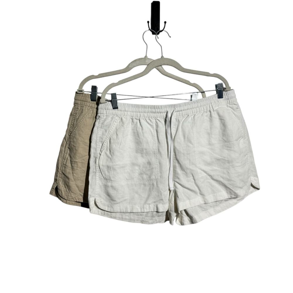 J. Crew Factory Beige and Cream Linen Blend Women’s Shorts